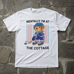Mentally I'm At The Cottage Funny Hockey Bear Graphic Tee 🏒🐻